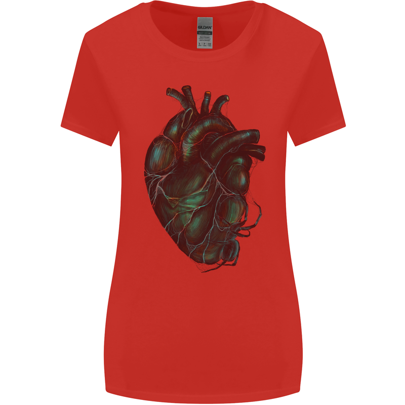 Rotten Heart Gothic Demon Satan Skull Evil Womens Wider Cut T-Shirt Red