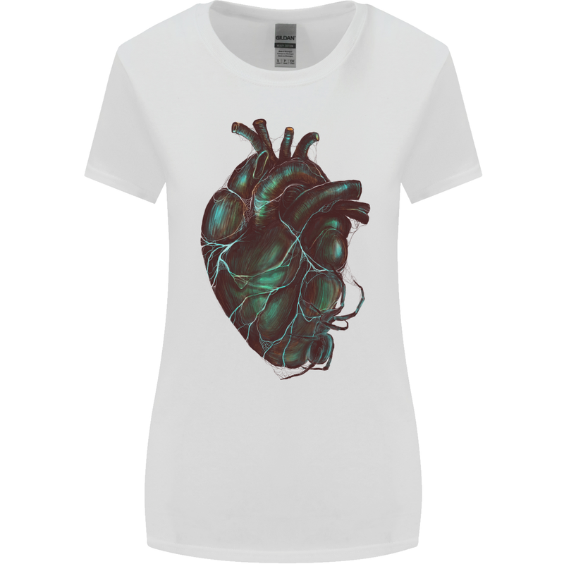 Rotten Heart Gothic Demon Satan Skull Evil Womens Wider Cut T-Shirt White