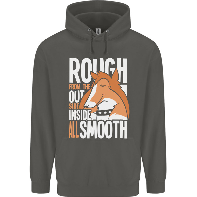 Rough Collie Inside All Smooth Funny Childrens Kids Hoodie Storm Grey