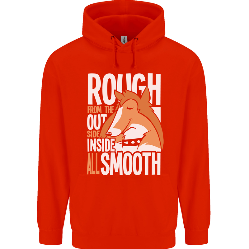 Rough Collie Inside All Smooth Funny Mens 80% Cotton Hoodie Bright Red