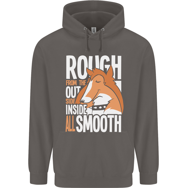 Rough Collie Inside All Smooth Funny Mens 80% Cotton Hoodie Charcoal