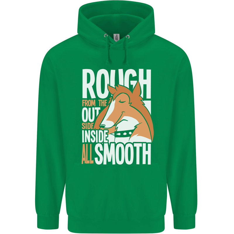 Rough Collie Inside All Smooth Funny Mens 80% Cotton Hoodie Irish Green