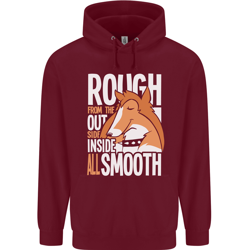 Rough Collie Inside All Smooth Funny Mens 80% Cotton Hoodie Maroon