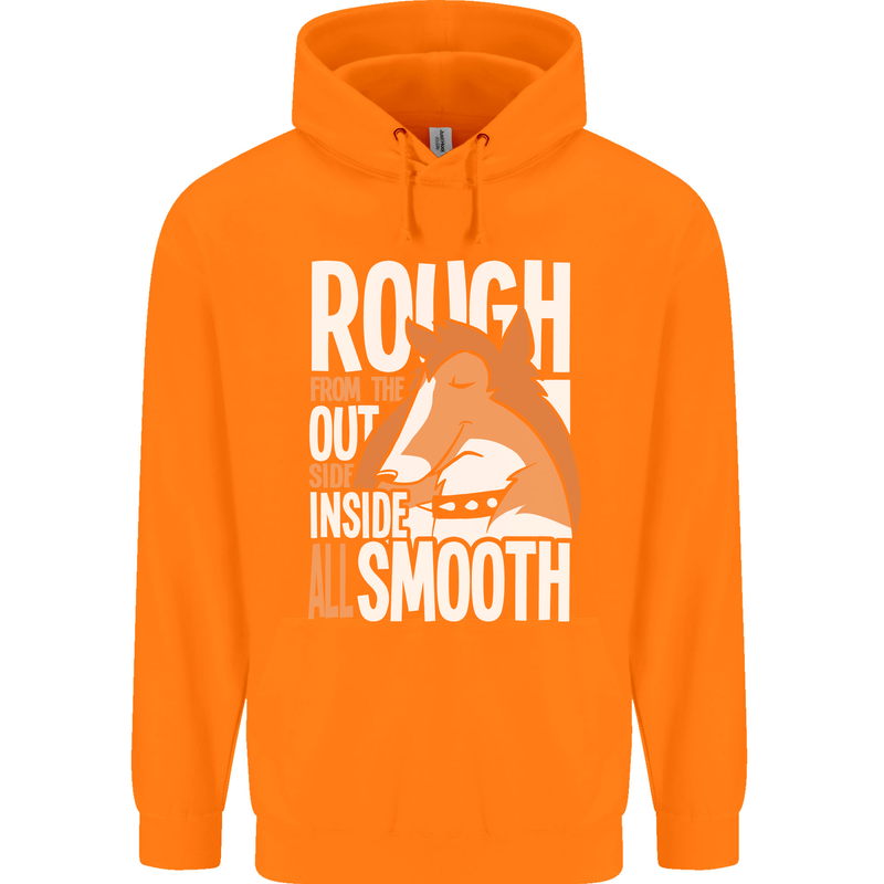 Rough Collie Inside All Smooth Funny Mens 80% Cotton Hoodie Orange