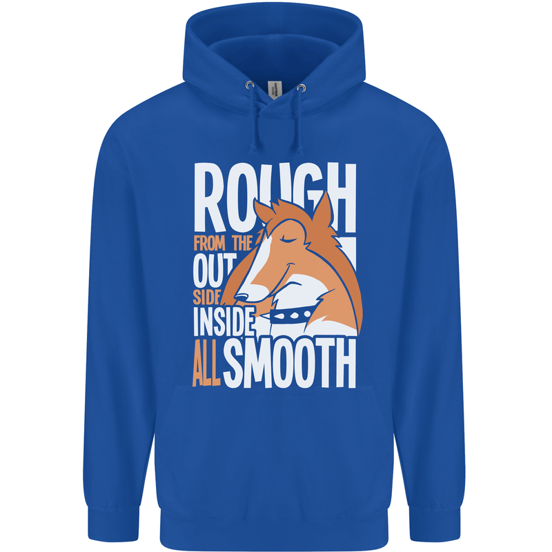 Rough Collie Inside All Smooth Funny Mens 80% Cotton Hoodie Royal Blue