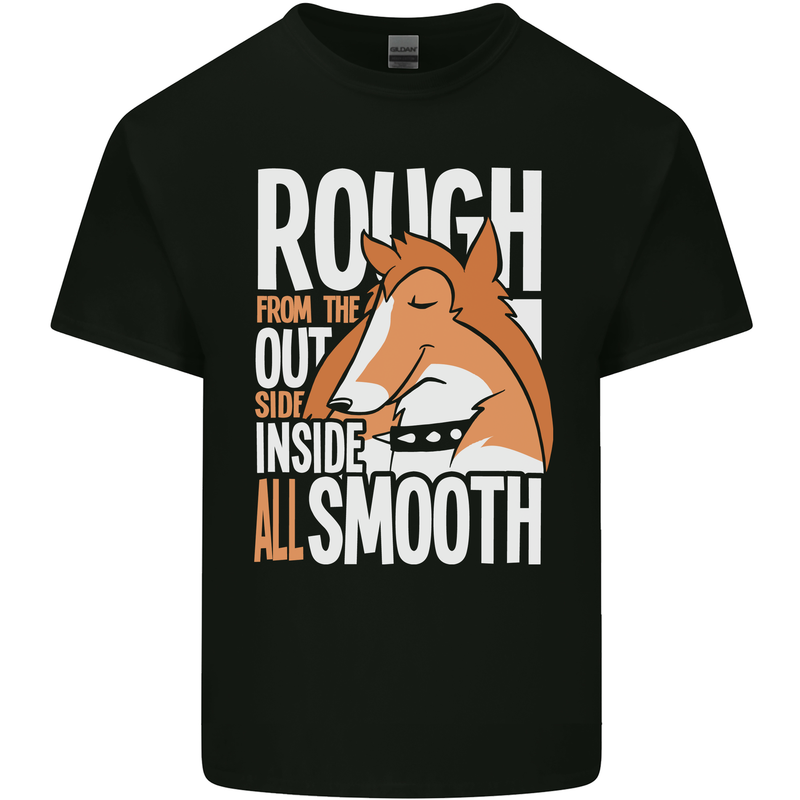 Rough Collie Inside All Smooth Funny Mens Cotton T-Shirt Tee Top Black