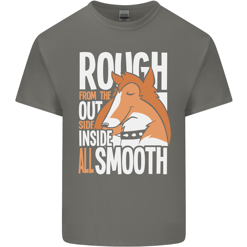Rough Collie Inside All Smooth Funny Mens Cotton T-Shirt Tee Top Charcoal