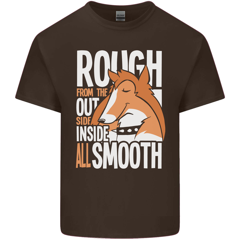 Rough Collie Inside All Smooth Funny Mens Cotton T-Shirt Tee Top Dark Chocolate