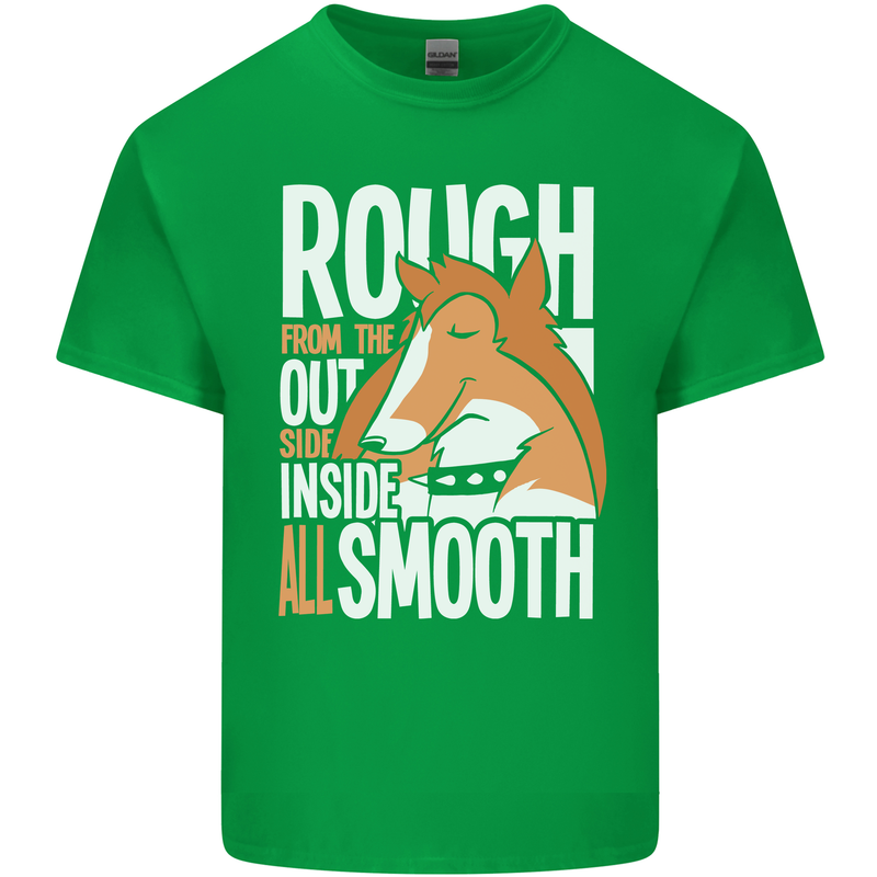 Rough Collie Inside All Smooth Funny Mens Cotton T-Shirt Tee Top Irish Green