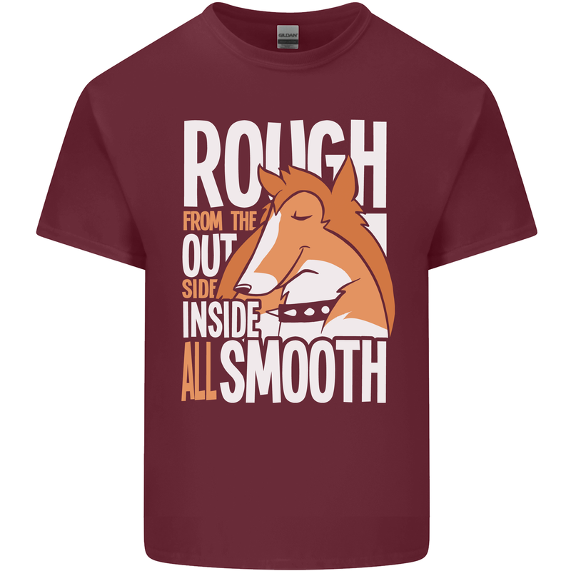 Rough Collie Inside All Smooth Funny Mens Cotton T-Shirt Tee Top Maroon