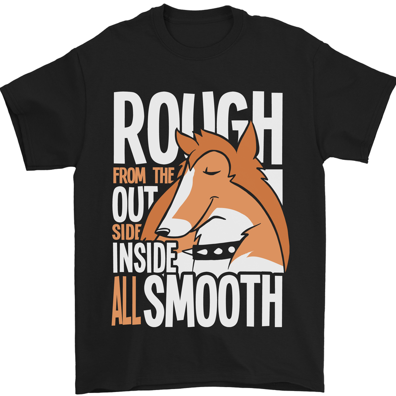Rough Collie Inside All Smooth Funny Mens T-Shirt Cotton Gildan Black