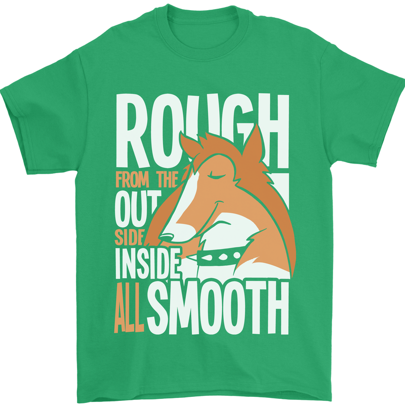 Rough Collie Inside All Smooth Funny Mens T-Shirt Cotton Gildan Irish Green