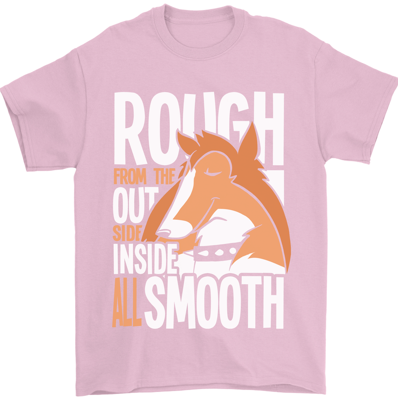 Rough Collie Inside All Smooth Funny Mens T-Shirt Cotton Gildan Light Pink