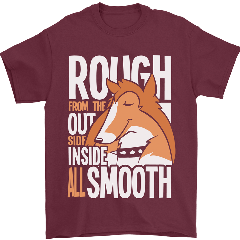 Rough Collie Inside All Smooth Funny Mens T-Shirt Cotton Gildan Maroon
