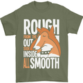 Rough Collie Inside All Smooth Funny Mens T-Shirt Cotton Gildan Military Green
