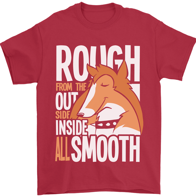 Rough Collie Inside All Smooth Funny Mens T-Shirt Cotton Gildan Red