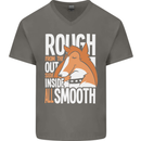 Rough Collie Inside All Smooth Funny Mens V-Neck Cotton T-Shirt Charcoal