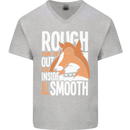 Rough Collie Inside All Smooth Funny Mens V-Neck Cotton T-Shirt Sports Grey