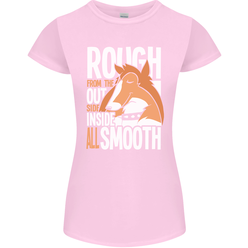 Rough Collie Inside All Smooth Funny Womens Petite Cut T-Shirt Light Pink
