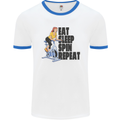 Spinning Eat Sleep Spin Repeat Cycling Mens White Ringer T-Shirt White/Royal Blue