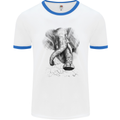 An Abstract Elephant Environment Mens White Ringer T-Shirt White/Royal Blue