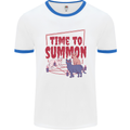 Time to Summon Cats Let's Summon Demons Mens White Ringer T-Shirt White/Royal Blue