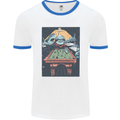 Pool Shark Snooker Player Mens White Ringer T-Shirt White/Royal Blue