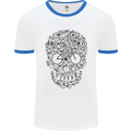 Bicycle Skull Cyclist Funny Cycling  Bike Mens White Ringer T-Shirt White/Royal Blue