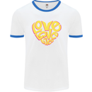 Love Word Art Heart Shape Anti-War Hippy Mens White Ringer T-Shirt White/Royal Blue