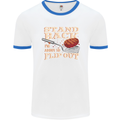 Flip Out Funny BBQ Grill Mens White Ringer T-Shirt White/Royal Blue