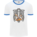 Pie Inside a Skeleton Torso Funny Food Mens White Ringer T-Shirt White/Royal Blue