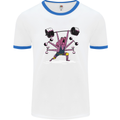 Octopus Gym Training Top Bodybuilding Mens White Ringer T-Shirt White/Royal Blue