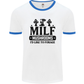 MILF Mushrooms I Like To Forage Mens Ringer T-Shirt White/Royal Blue