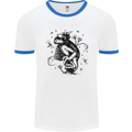 A Frog on a Mushroom Mens White Ringer T-Shirt White/Royal Blue