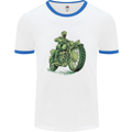 Biker Green Cafe Racer Motorbike Motorcycle Mens White Ringer T-Shirt White/Royal Blue