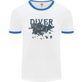 Scuba Diving Diver Mens White Ringer T-Shirt White/Royal Blue