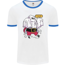 Funny Santa Ghost Christmas Halloween Mens White Ringer T-Shirt White/Royal Blue