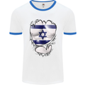 Gym The Israeli Flag Ripped Muscles Israel Mens White Ringer T-Shirt White/Royal Blue