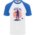 Stand Up Paddling Paddleboarding Mens S/S Baseball T-Shirt White/Royal Blue