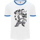 Lemur Hug You Mens Ringer T-Shirt White/Royal Blue