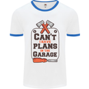 Plans In the Garage Carpentry DIY Tradesman Mens White Ringer T-Shirt White/Royal Blue