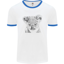 Koala Bear Sketch Ecology Environment Mens White Ringer T-Shirt White/Royal Blue