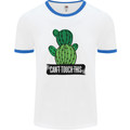 Cactus Can't Touch This Funny Gardening Mens White Ringer T-Shirt White/Royal Blue