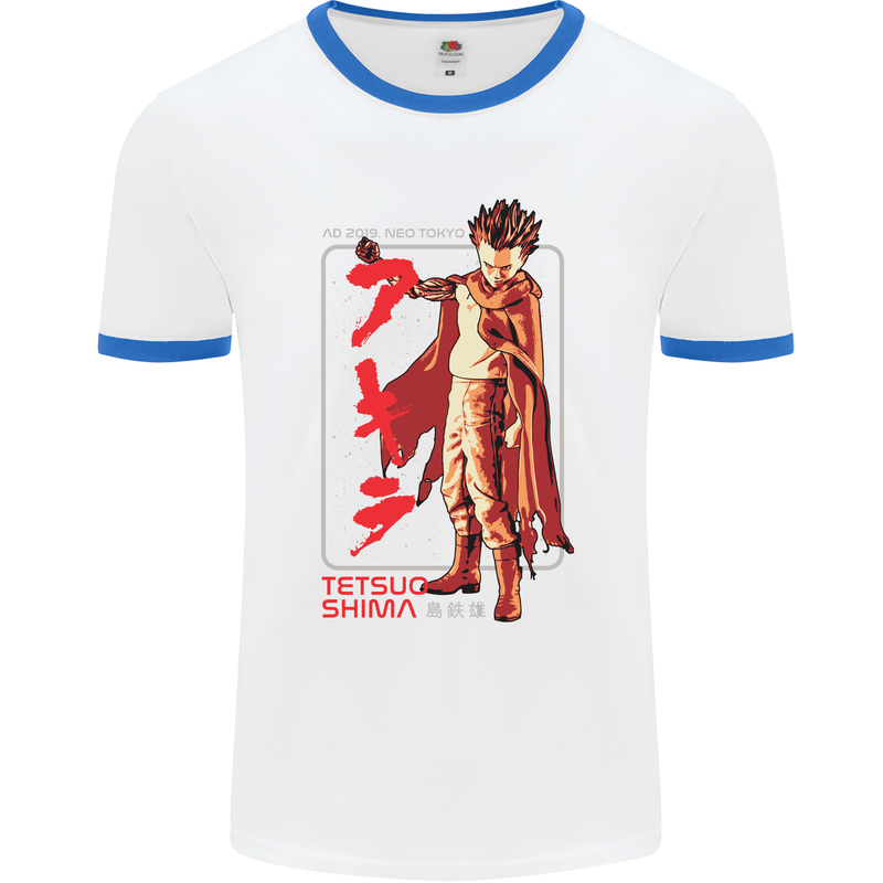 Tetsuo Shima Japanese Anime Mens White Ringer T-Shirt White/Royal Blue