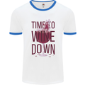 Time to Wine Down Funny Alcohol Mens Ringer T-Shirt White/Royal Blue