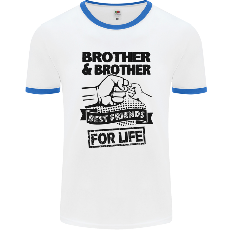 Brother & Brother Friends for Life Funny Mens White Ringer T-Shirt White/Royal Blue