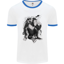 Chilled Out Chimp Chimpanzee Monkey Mens White Ringer T-Shirt White/Royal Blue