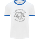 El Diablo Motorcycle Motorbike Biker Mens White Ringer T-Shirt White/Royal Blue