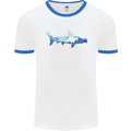 Hammerhead Shark Scuba Diver Diving Mens White Ringer T-Shirt White/Royal Blue