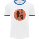 Samurai Dad Son Fathers Day MMA Martial Arts Mens White Ringer T-Shirt White/Royal Blue